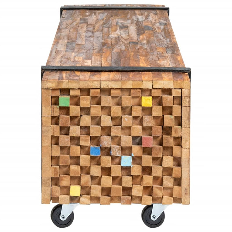 vidaXL TV Stand 110x30x32.5 cm Solid Teak Wood