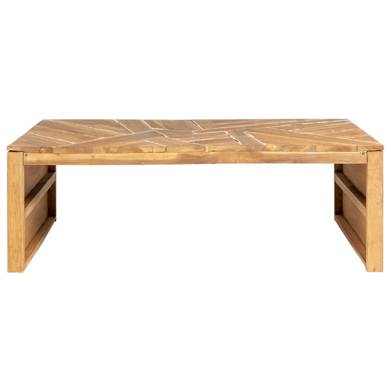 vidaXL Coffee Table Erosion Solid Teak Wood 110x35x38 cm
