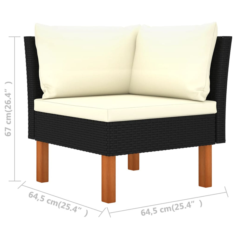 vidaXL 5 Piece Garden Lounge Set with Cushions Poly Rattan Black