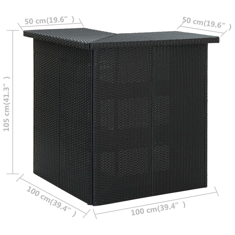 vidaXL 4 Piece Garden Bar Set with Cushions Poly Rattan Black