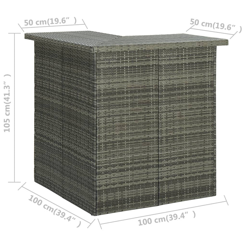 vidaXL 4 Piece Garden Bar Set with Cushions Poly Rattan Grey