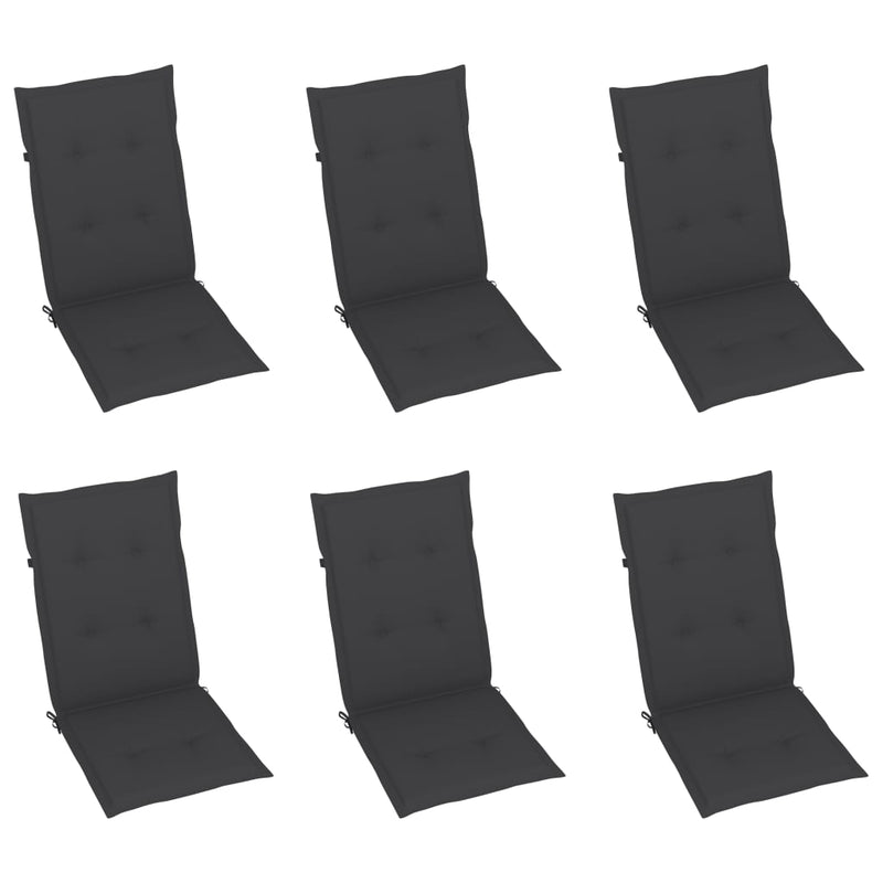 vidaXL Garden Chairs 6 pcs with Anthracite Cushions Solid Teak Wood