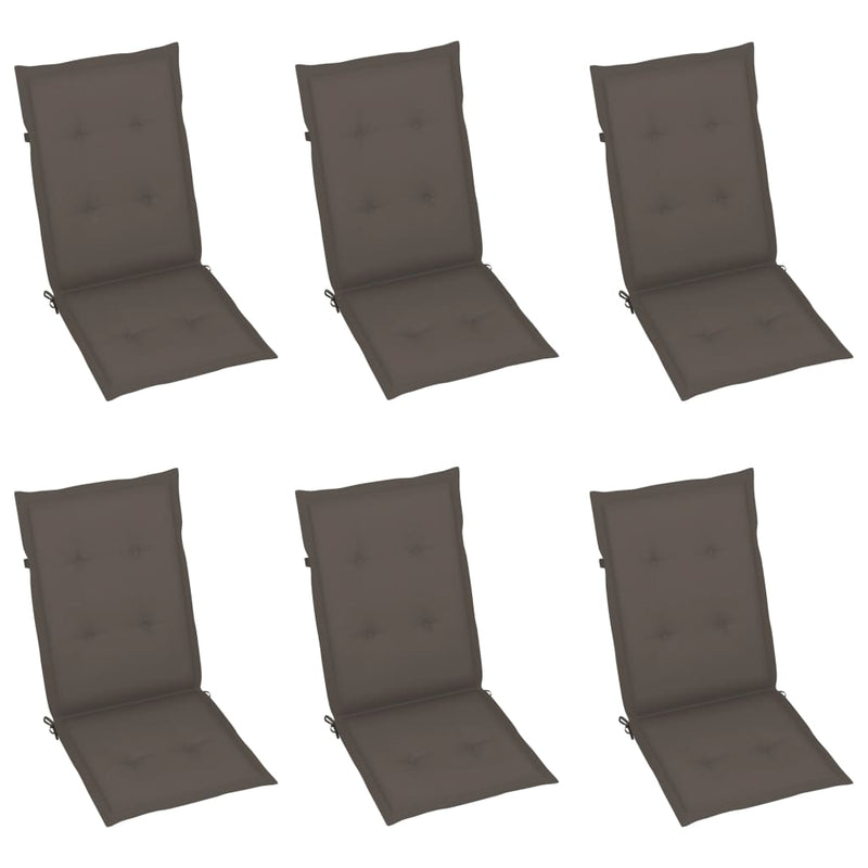 vidaXL Garden Chairs 6 pcs with Taupe Cushions Solid Teak Wood