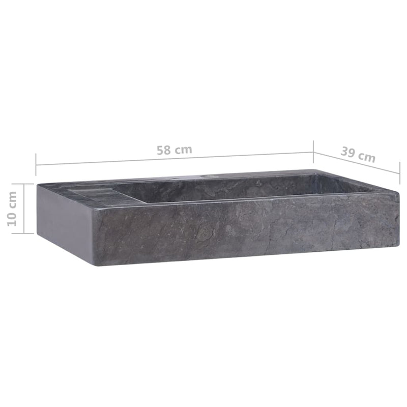 vidaXL Sink Black 58x39x10 cm Marble