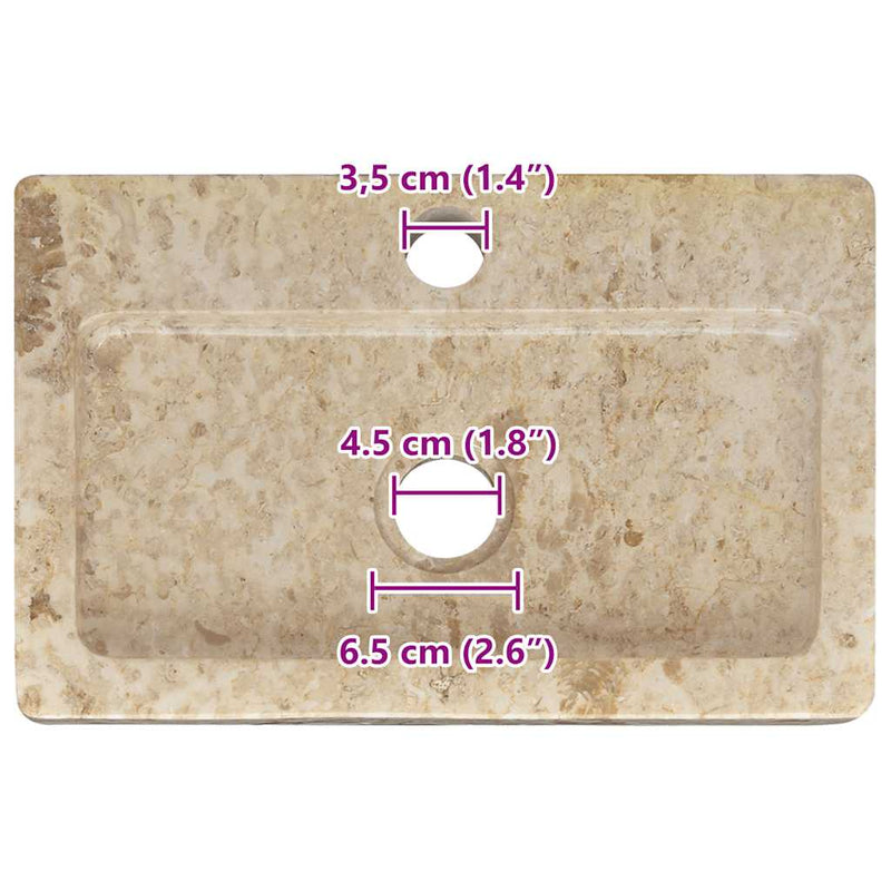 vidaXL Wall-mounted Sink Cream 38x24x6.5 cm Marble