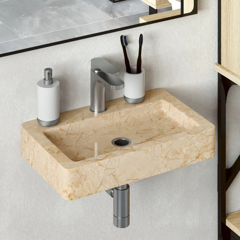 vidaXL Wall-mounted Sink Cream 38x24x6.5 cm Marble