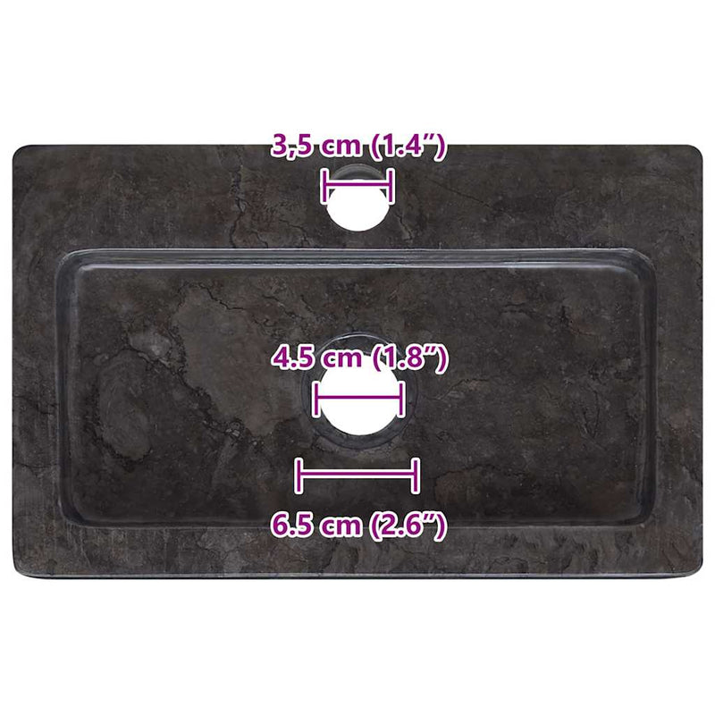 Wall-mounted Sink Black 38x24x6.5 cm Marble
