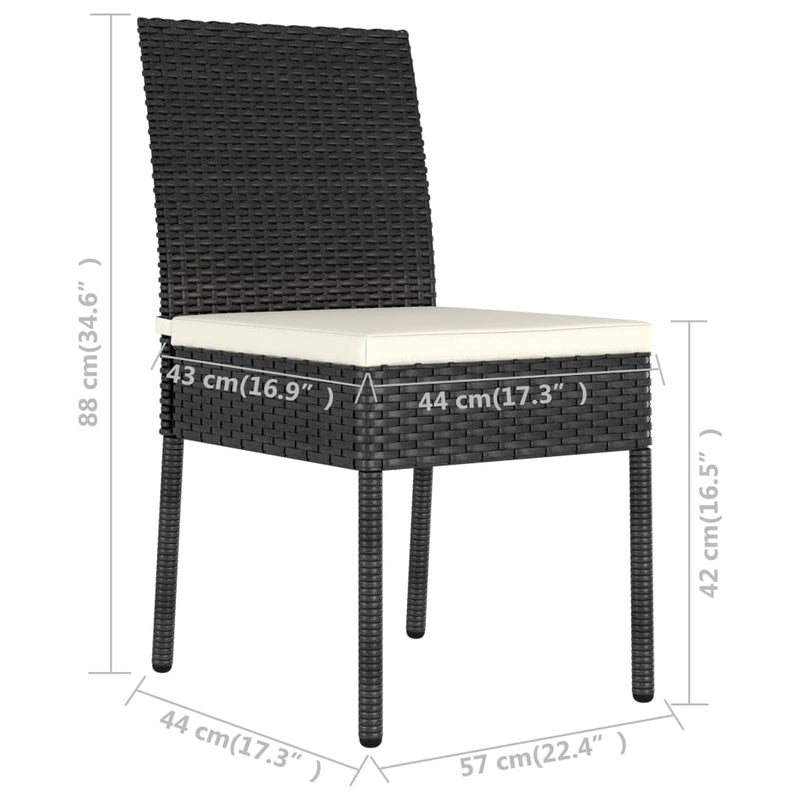 vidaXL 3 Piece Garden Dining Set Poly Rattan Black