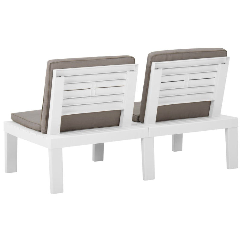 vidaXL 2 Piece Garden Lounge Set with Cushions Plastic White