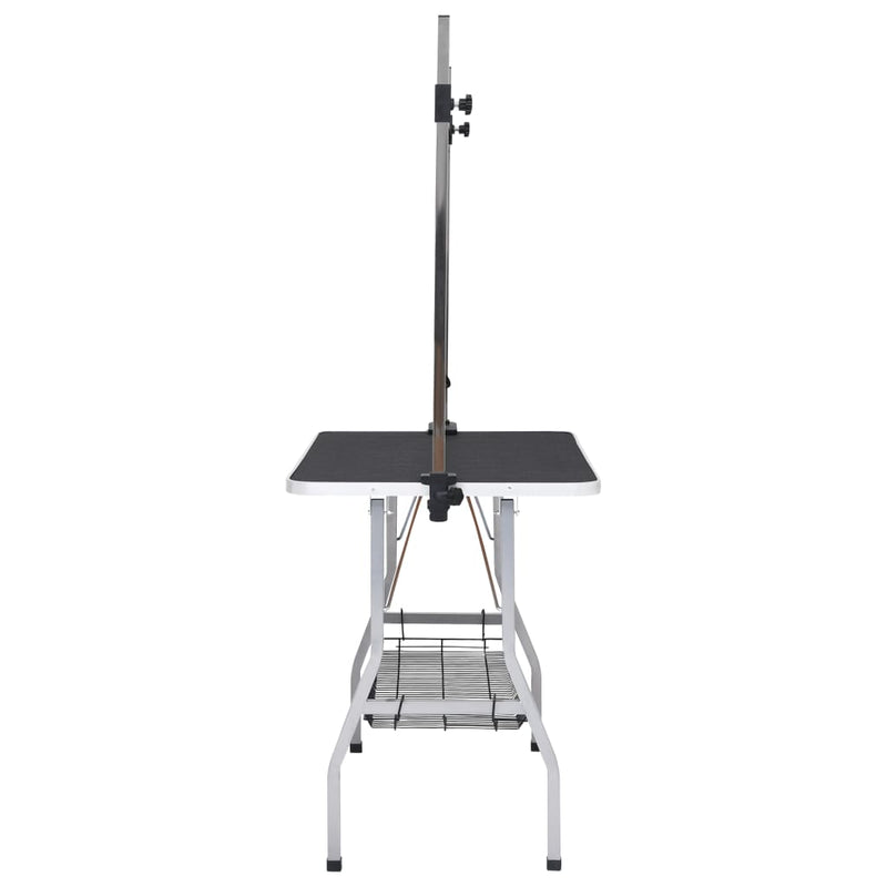 vidaXL Adjustable Dog Grooming Table with 2 Loops and Basket