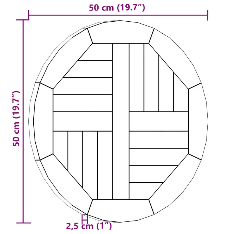 Table Top Solid Teak Wood Round 2.5 cm 50 cm