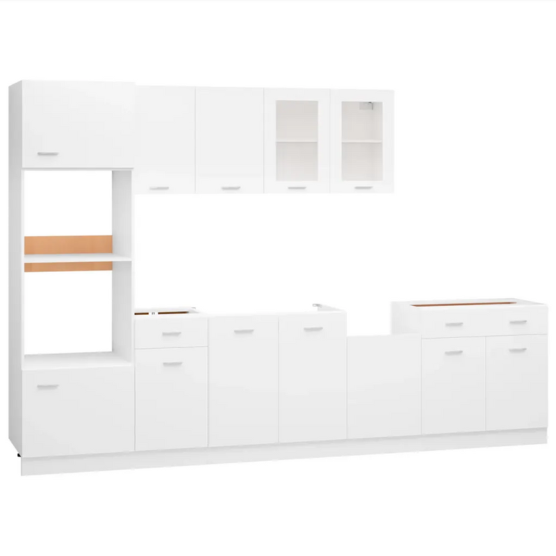 7 Piece Kitchen Cabinet Set Lyon White Engineered Wood
