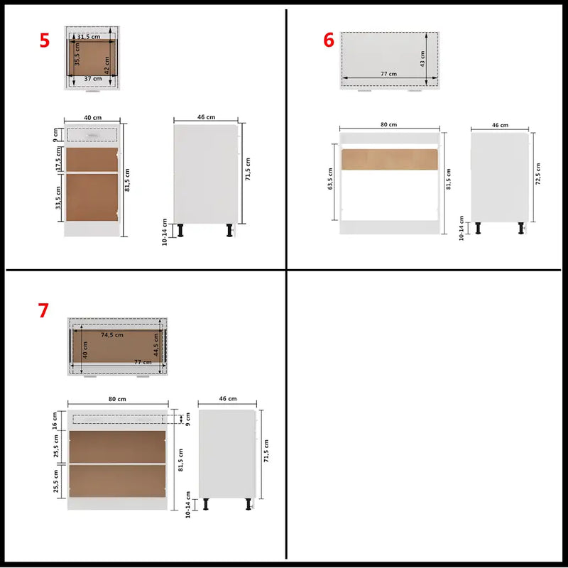 7 Piece Kitchen Cabinet Set Lyon White Engineered Wood