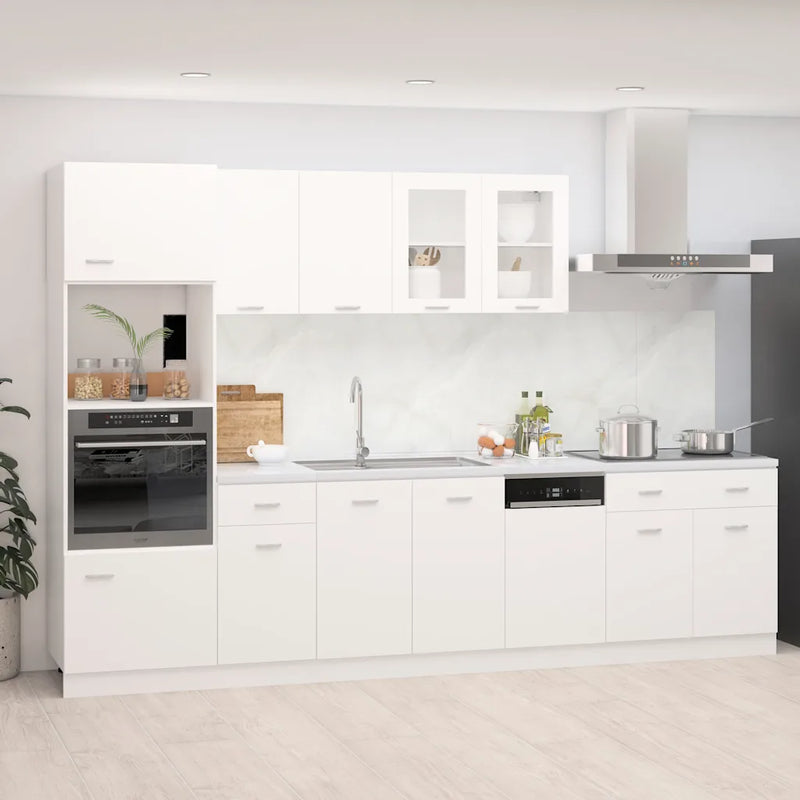 7 Piece Kitchen Cabinet Set Lyon White Engineered Wood