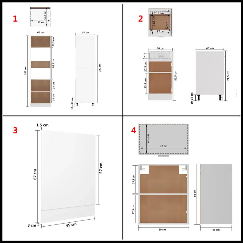 7 Piece Kitchen Cabinet Set Lyon White Engineered Wood