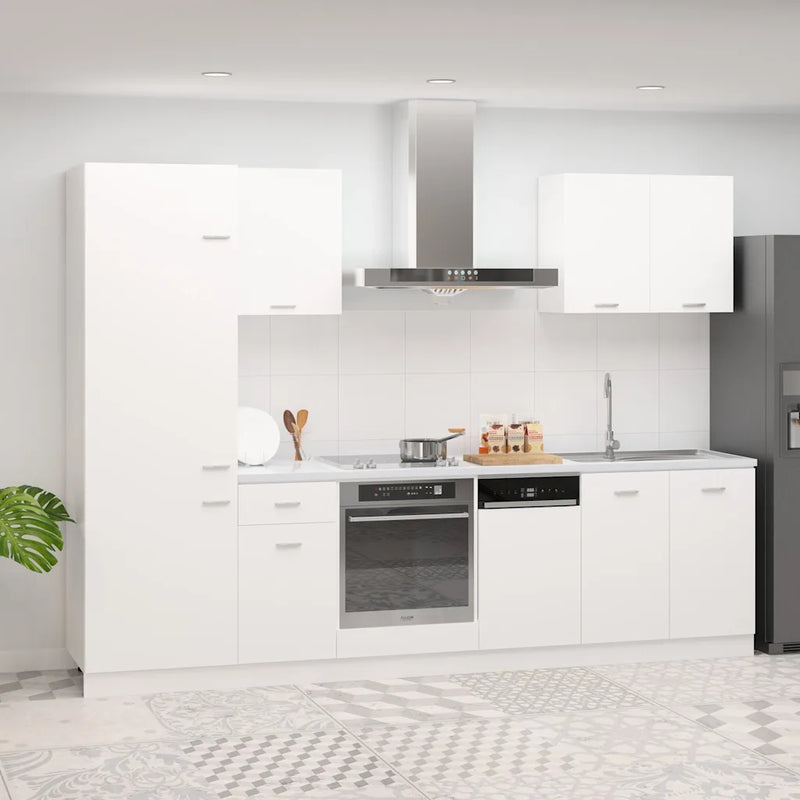 7 Piece Kitchen Cabinet Set Lyon White Engineered Wood