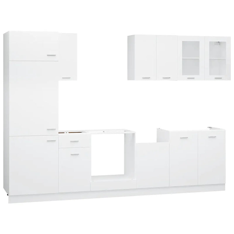 8 Piece Kitchen Cabinet Set Lyon White Engineered Wood