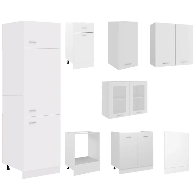 8 Piece Kitchen Cabinet Set Lyon White Engineered Wood