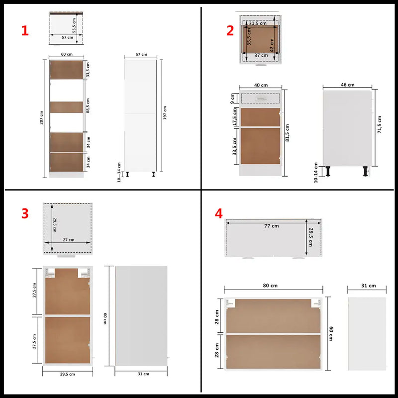 8 Piece Kitchen Cabinet Set Lyon White Engineered Wood
