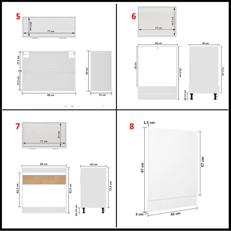 8 Piece Kitchen Cabinet Set Lyon White Engineered Wood