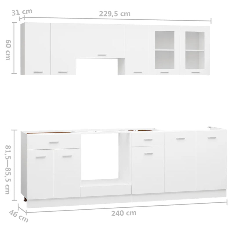8 Piece Kitchen Cabinet Set Lyon White Engineered Wood