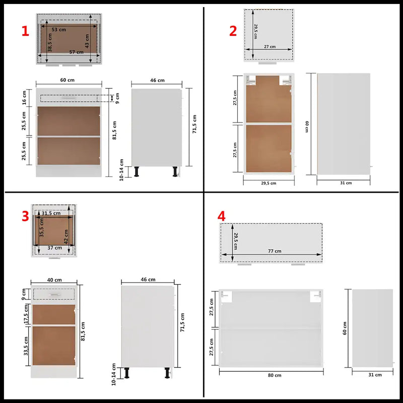 8 Piece Kitchen Cabinet Set Lyon White Engineered Wood