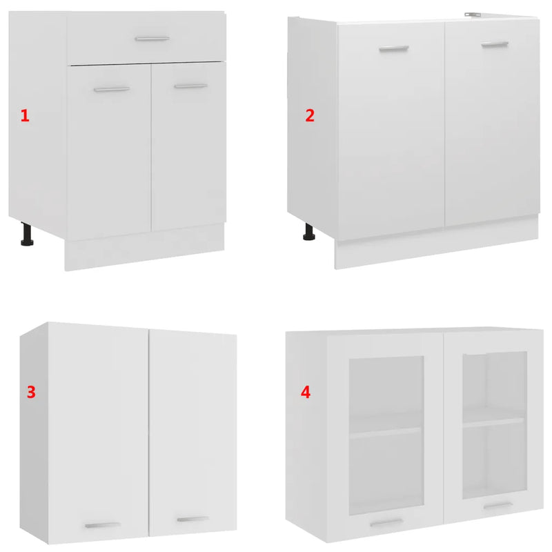 4 Piece Kitchen Cabinet Set Lyon White Engineered Wood