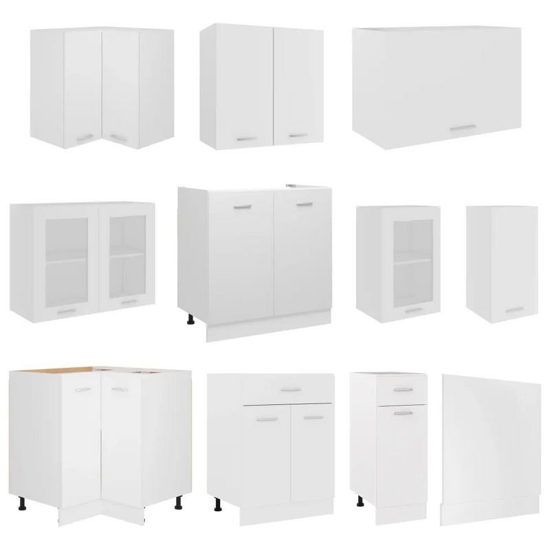 11 Piece Kitchen Cabinet Set Lyon White Engineered Wood