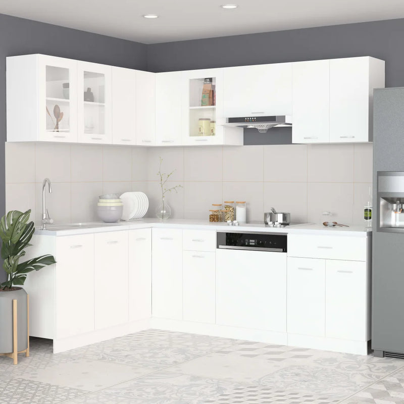 11 Piece Kitchen Cabinet Set Lyon White Engineered Wood