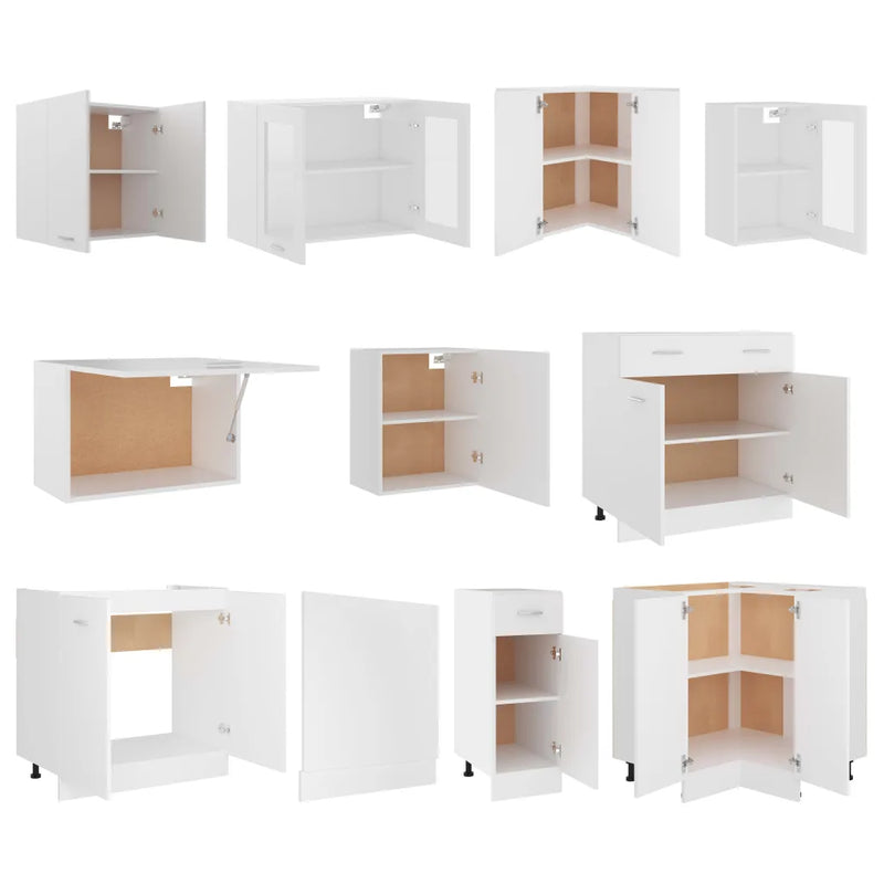 11 Piece Kitchen Cabinet Set Lyon White Engineered Wood