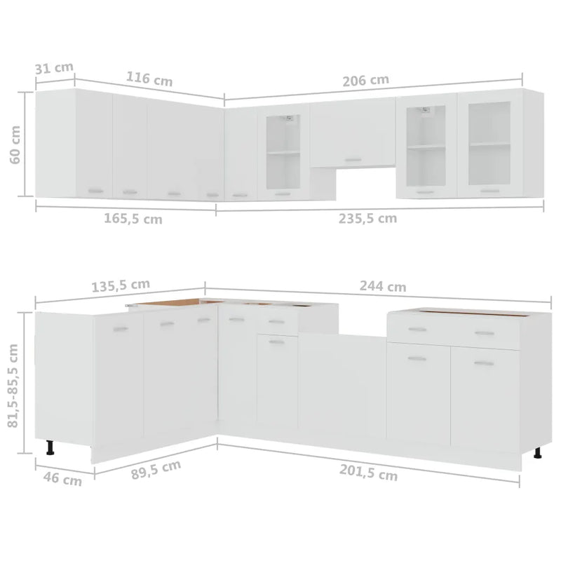 11 Piece Kitchen Cabinet Set Lyon White Engineered Wood