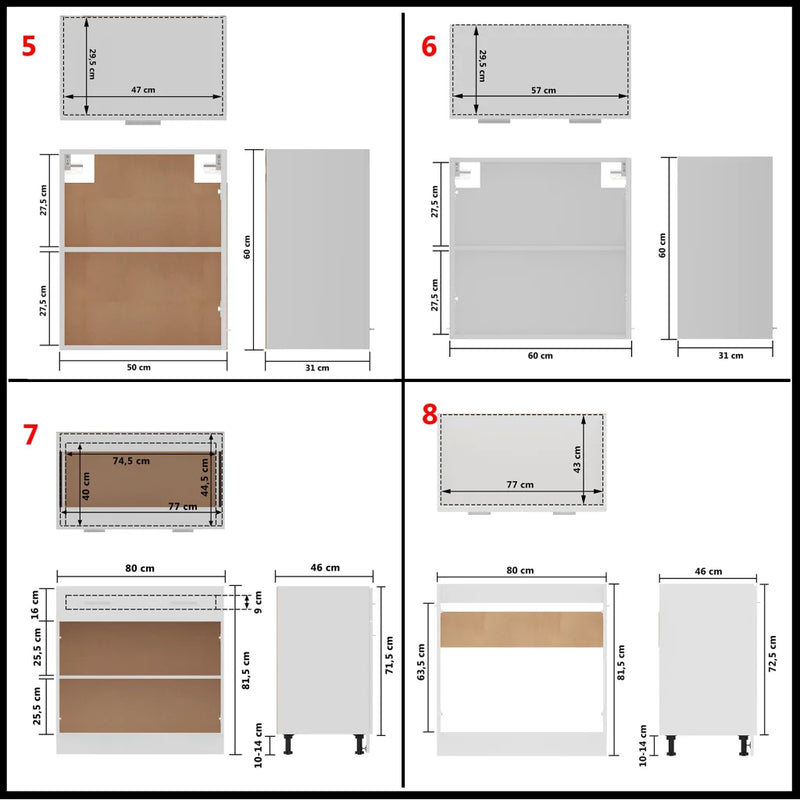 11 Piece Kitchen Cabinet Set Lyon White Engineered Wood