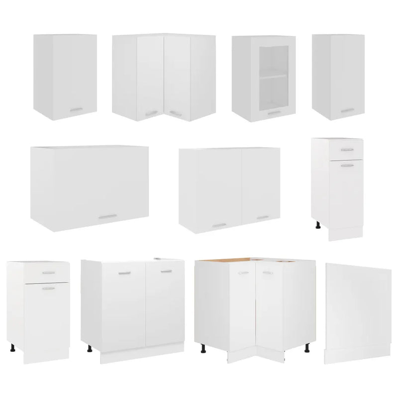 11 Piece Kitchen Cabinet Set Lyon White Engineered Wood