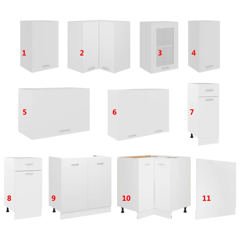 11 Piece Kitchen Cabinet Set Lyon White Engineered Wood