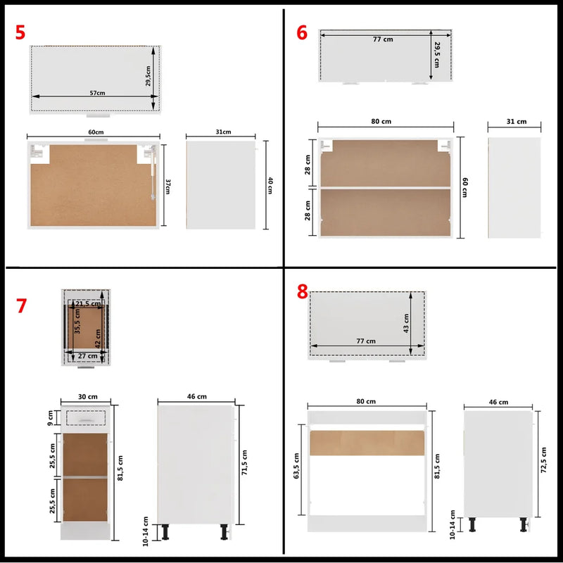 11 Piece Kitchen Cabinet Set Lyon White Engineered Wood