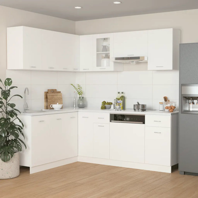 11 Piece Kitchen Cabinet Set Lyon White Engineered Wood