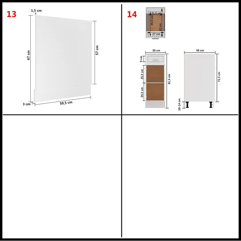 14 Piece Kitchen Cabinet Set Lyon White Engineered Wood