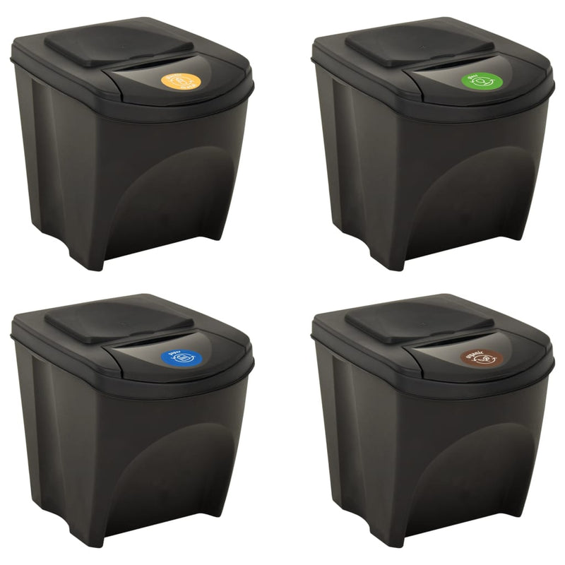 vidaXL Stackable Garbage Bin Boxes 4 pcs Anthracite 100 L Polypropylene