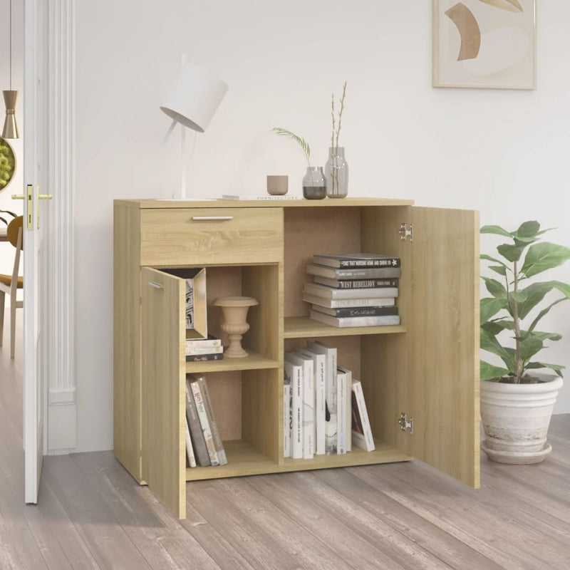 vidaXL Sideboard Sonoma Oak 80x36x75 cm Engineered Wood