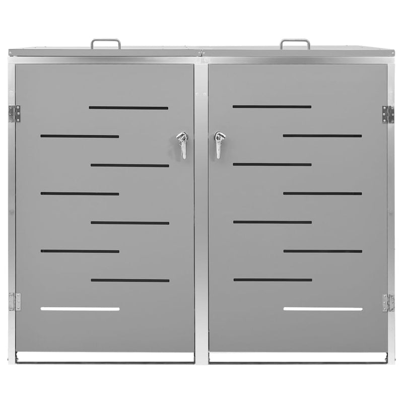 vidaXL Double Wheelie Bin Shed 138x77.5x112.5 cm Stainless Steel