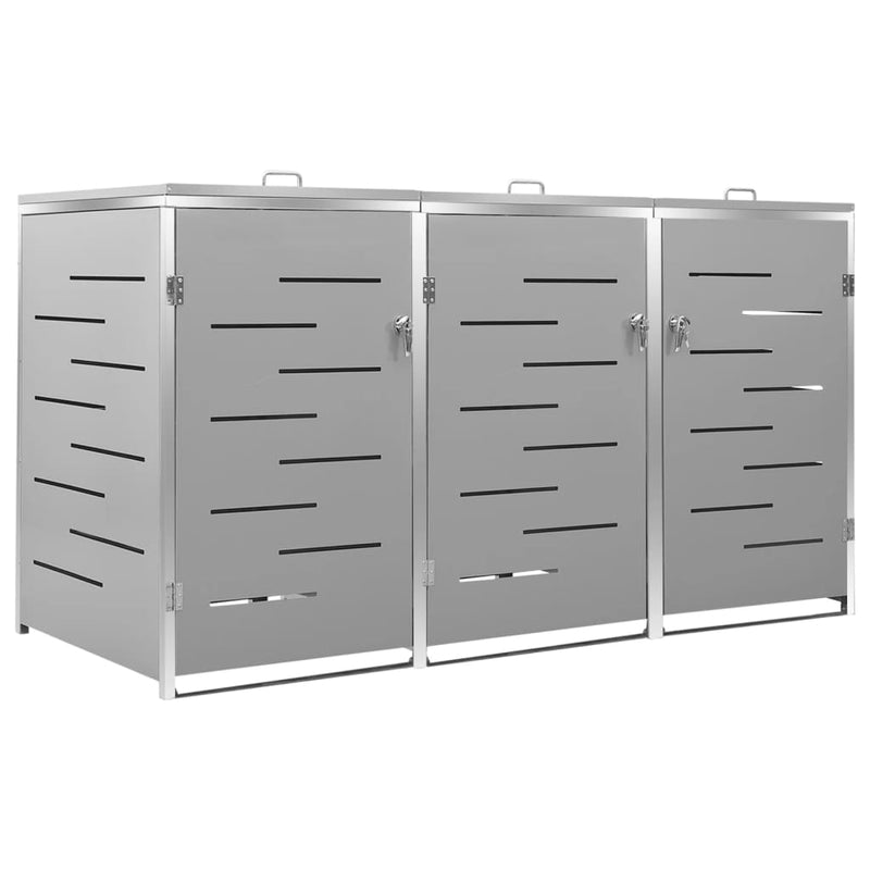 vidaXL Triple Wheelie Bin Shed 207x77.5x112.5 cm Stainless Steel