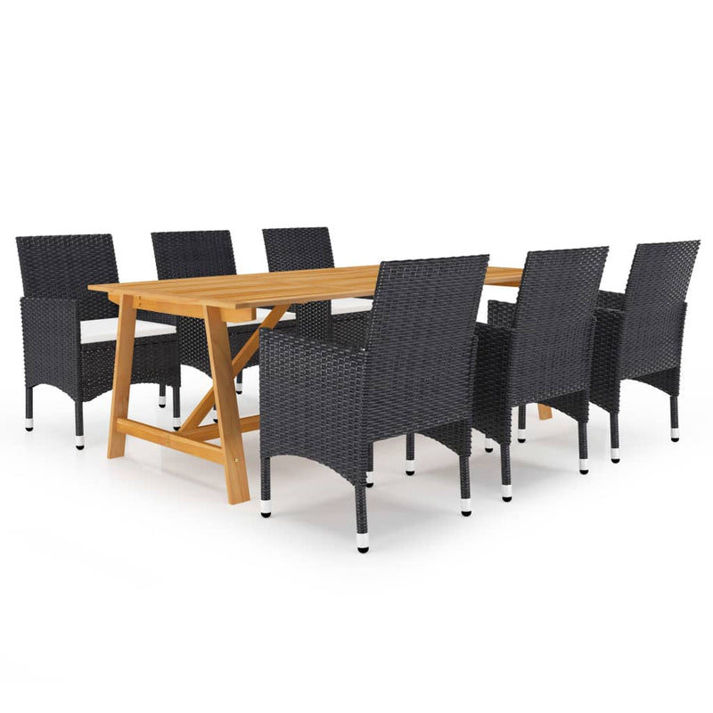 vidaXL 7 Piece Garden Dining Set Black