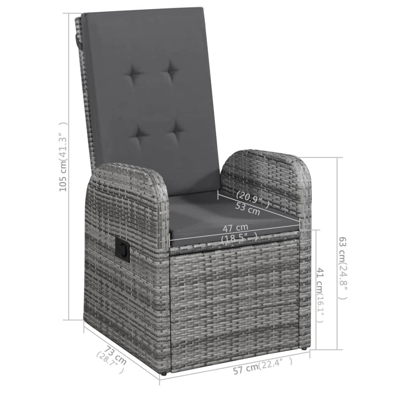 vidaXL 7 Piece Garden Dining Set Grey