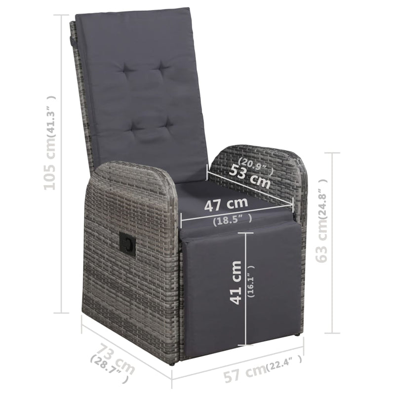 vidaXL 7 Piece Garden Dining Set Grey