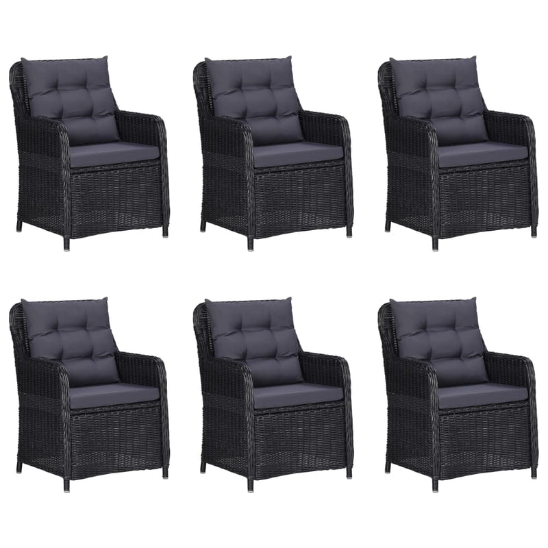 vidaXL 7 Piece Garden Dining Set Black