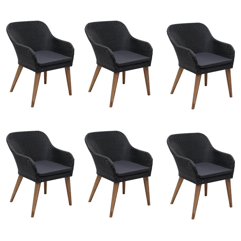 7 Piece Garden Dining Set Black