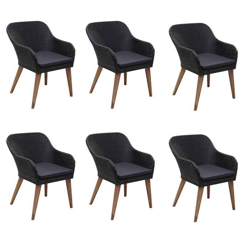 vidaXL 7 Piece Garden Dining Set Black