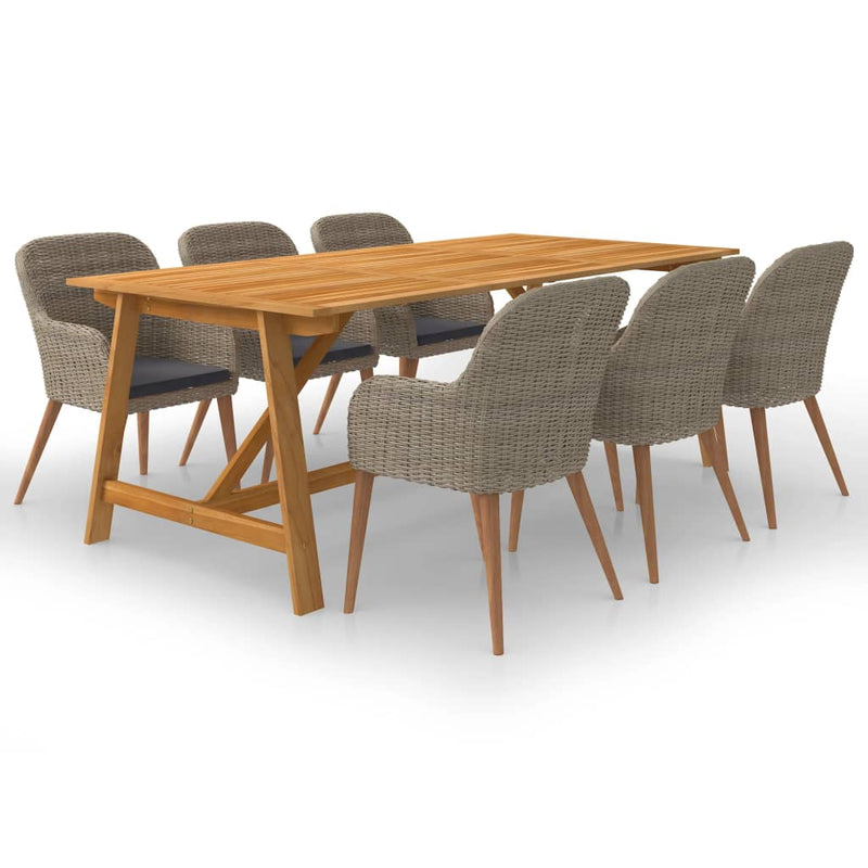 vidaXL 7 Piece Garden Dining Set Brown