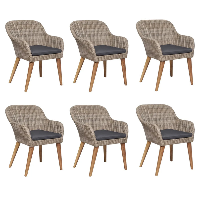 7 Piece Garden Dining Set Brown