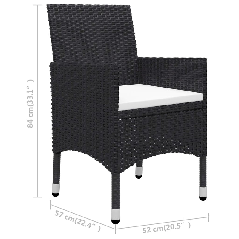 vidaXL 3 Piece Garden Dining Set Black